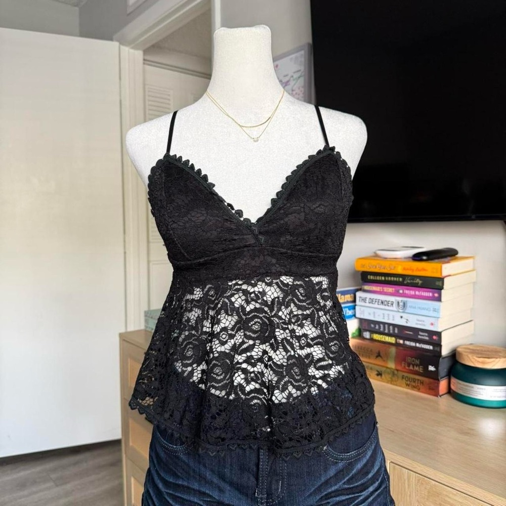 bnwt paper moon black lace babydoll cami
